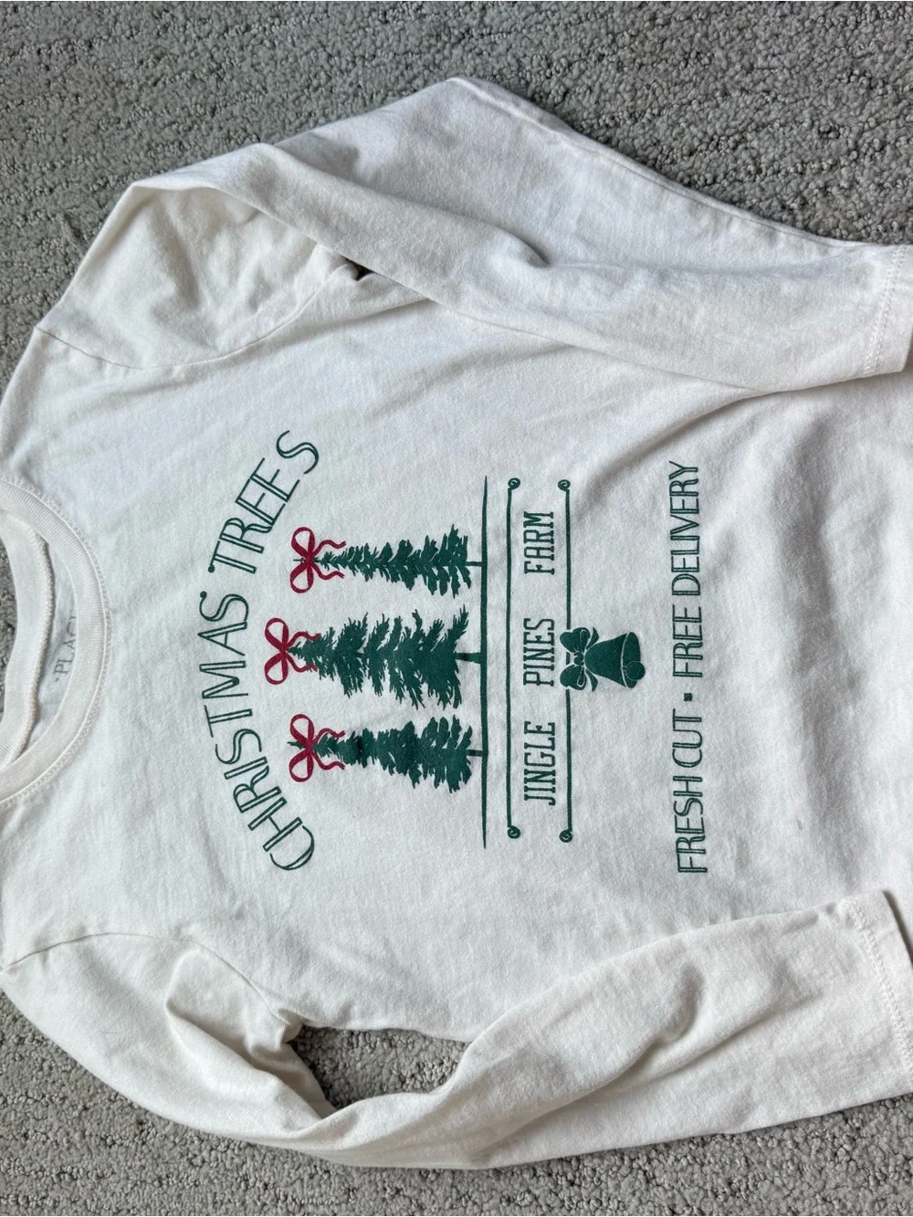The Children's Place White Long-Sleeve Christmas Trees Graphic Tee